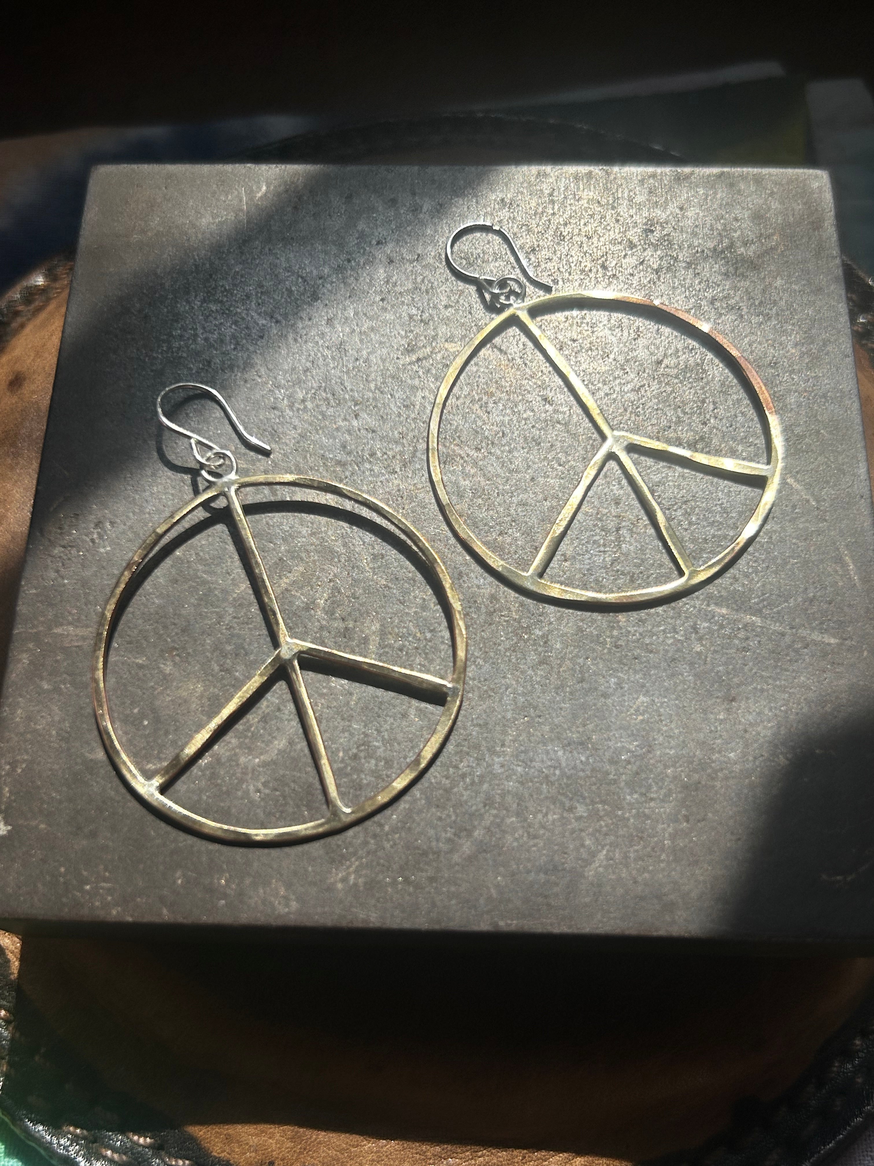 Peace Sign Hoop Earrings