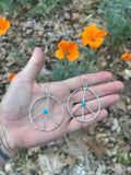 Blue Ridge Turquoise - Peace Sign Hoop Earrings