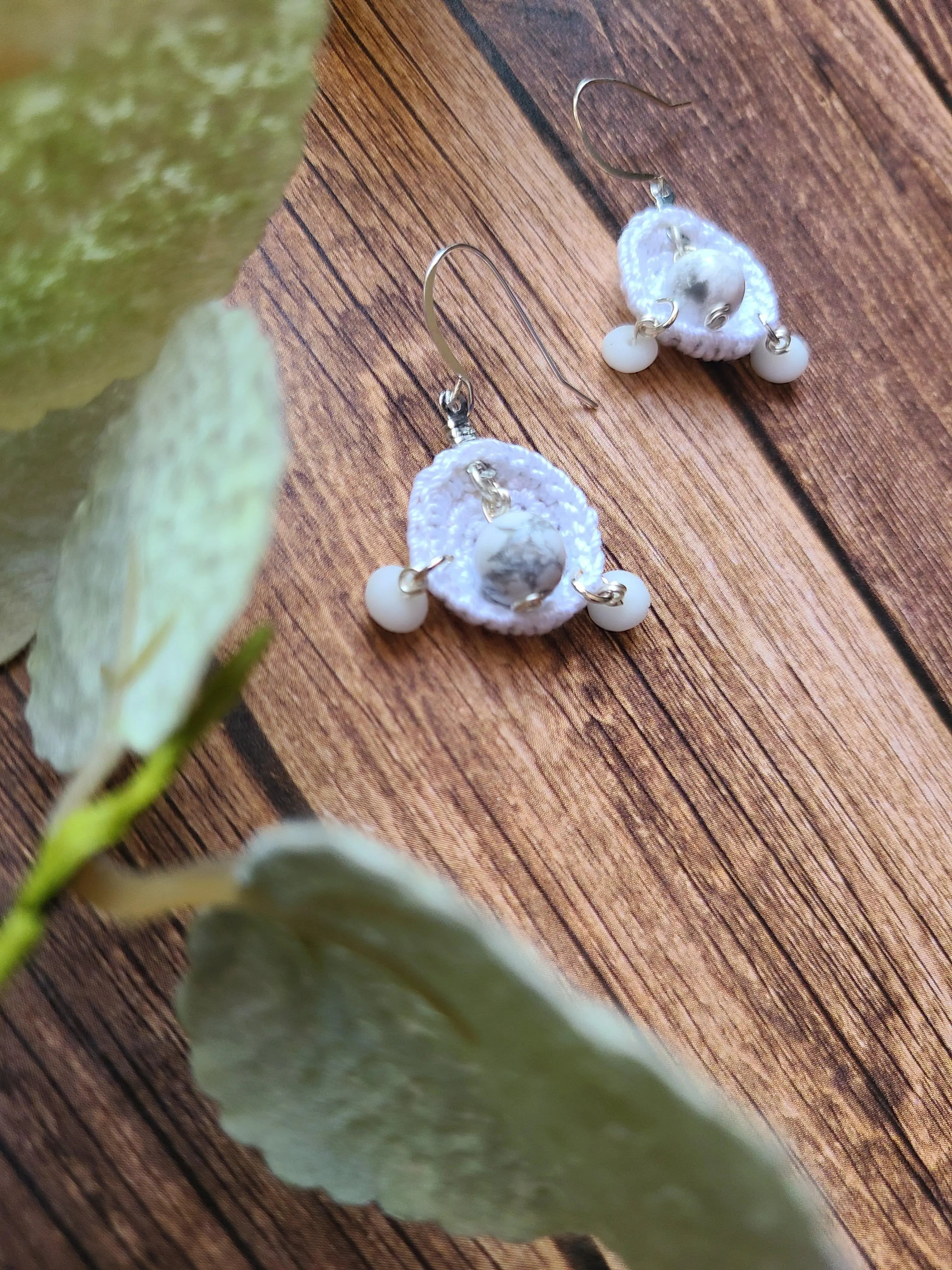 White Stone Earrings